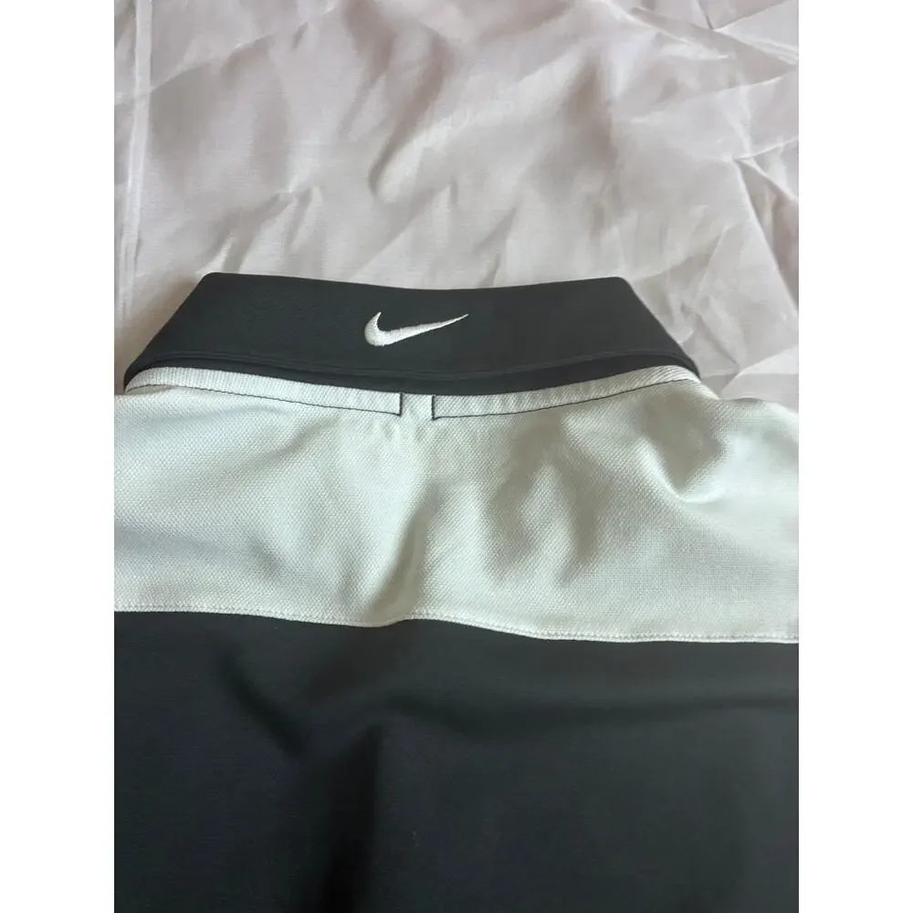 Nike Golf Fit Dry Polo Shirt Men's Medium Black White Color Block Cowboy Joe